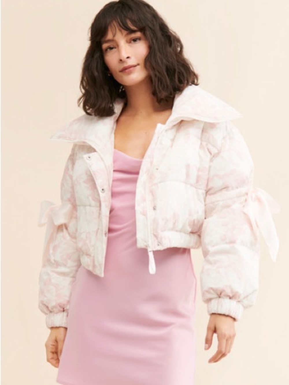 Selkie Pink Marshmallow Cropped Puffer Jacket